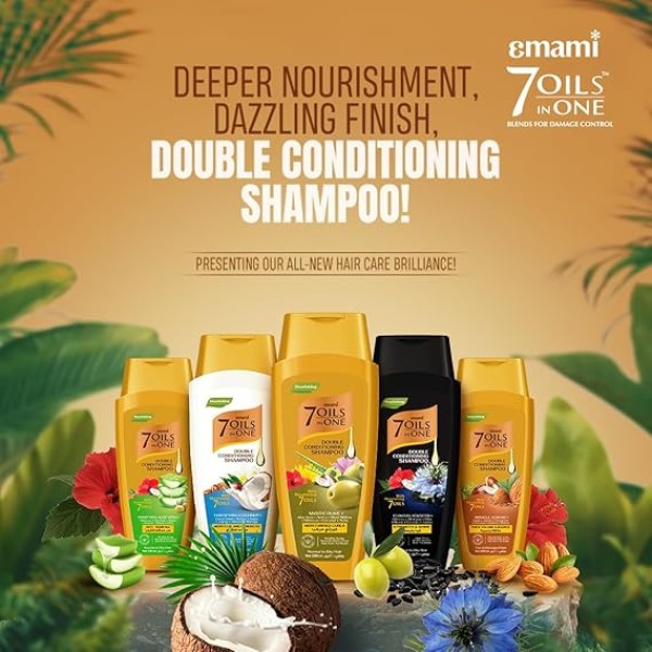 إيمامي – شامبو 7 زيوت في واحد للتغذية المزدوجة بجوز الهند 400 مل | Emami 7 Oils in One Double Conditioning Shampoo – Coconut 400ml