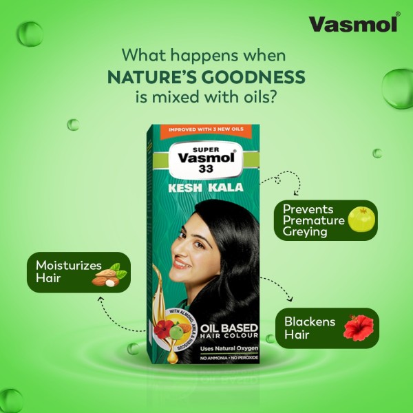 سوبر فازمول 33 – زيت الشعر كيش كالا الأسود خالي من الامونيا 100 مل | Super Vasmol 33 Kesh Kala Hair Oil 100ml