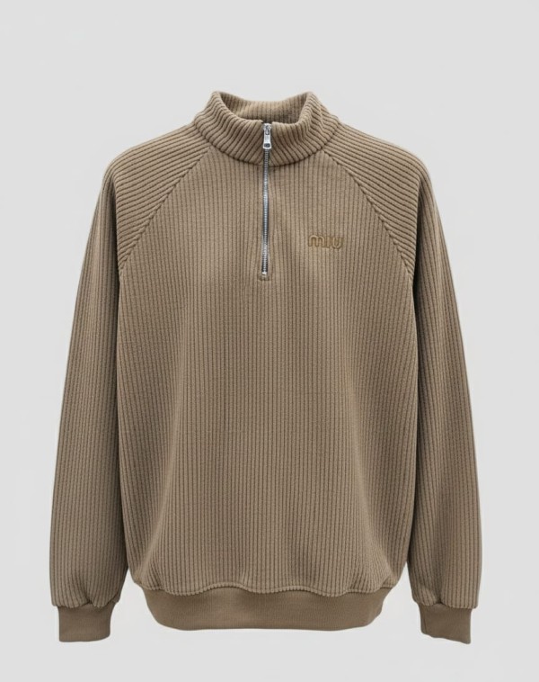 سويت شيرت ريب بنص سوستة  Ribbed Half-Zip Sweatshirt