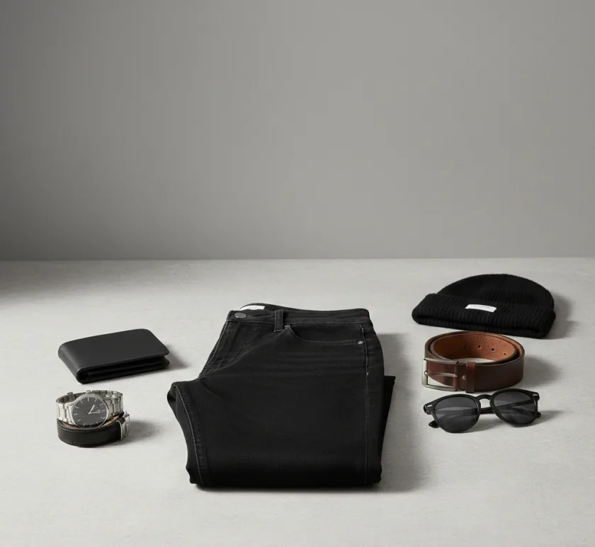 بنطلون وات ابيض واسود  Black & White Washed Jeans
