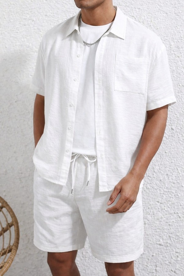 طقم كتان شورت