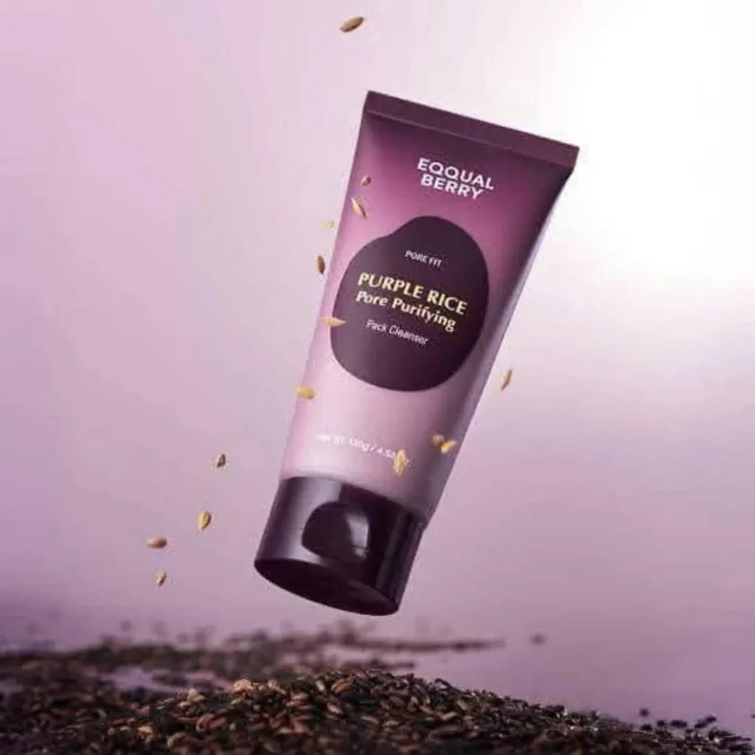 منظف ومقشر الأرز الأرجواني الكوري EQQUAL BERRY - غسول وماسك وتفتيح 3 في 1EQQUAL BERRY Purple Rice Pore Purifying Pack Cleanser