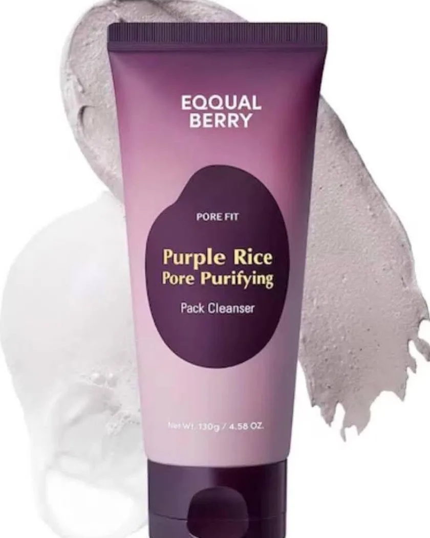 منظف ومقشر الأرز الأرجواني الكوري EQQUAL BERRY - غسول وماسك وتفتيح 3 في 1EQQUAL BERRY Purple Rice Pore Purifying Pack Cleanser