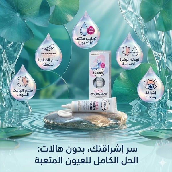 كريم باليا بتركيز 10% يوريا لترطيب محيط العين وعلاج خطوط الجفاف  - Balea Urea Eye Cream - 15 ml