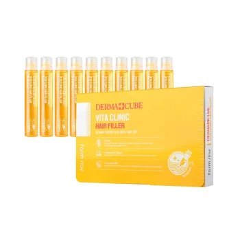 فارم ستاي امبولات فيلر الشعر  بالفيتامينات  - ديرما كيوب فيتا كلينك 13 مللي |  Farm Stay Derma Cube Vita Clinic Hair Filler - 1Pack (13Ml X 10Pcs)