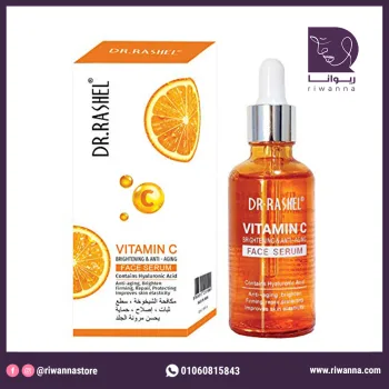 دكتور راشيل فيتامين سي سيروم مرطب للوجه عناية 24 ساعة |  DR.RASHEL Vitamin C Face Serum - Hyaluronic Acid, Brightening, Anti Wrinkle and Anti Aging, Dark Circle