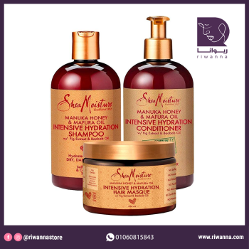 شيا مويستشر مجموعة عسل المانوكا والمافورا ا  Shea Moisture set of shampoo, conditioner and mask treatment Manuka honey &Mafura oil intensive hydration