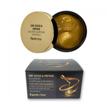 فارم ستاي لاصقة عين أمبولة من الذهب عيار 24 قيراط ومحلول ببتيد 90 جم  |   Farm Stay 24K Gold & Peptide Solution Ampoule Eye Patch 90g