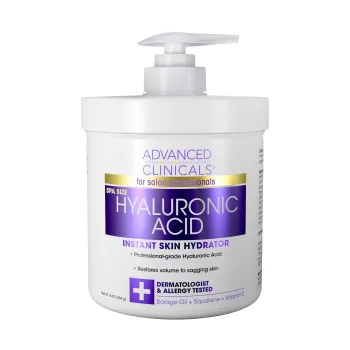 ادفانسد كلينيكال كريم مرطب للبشرة بحمض الهيالورونيك  454 جم  |  Advanced Clinicals Hyaluronic Acid Cream Moisturizer Skin Care Lotion For Face 454 gm
