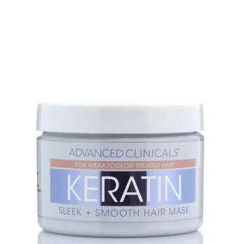 ادفانسد كلينيكال ماسك كيراتين لإصلاح وتنعيم الشعر  340 جم  |  Advanced Clinicals Keratin Sleek + Smooth Hair Mask - For Weak/Color Treated Hair (340g).
