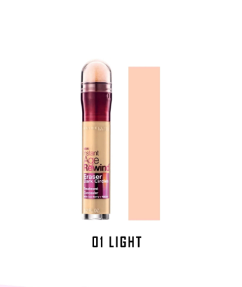 ميبلين نيورك كونسيلر إيج ريوند 01 لإخفاء الهالات السوداء والتجاعيد | Maybelline Age Rewind Concealer light 01