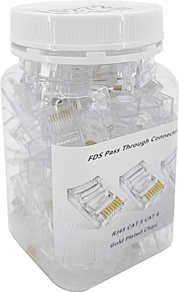 موصلات Rj 45 Cat 5 في برطمان من 100 قطعة لون ابيض