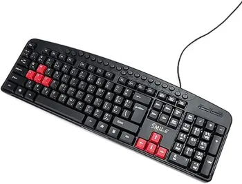 Smile KB920 Multimedia Wired USB Arabic and English Keyboard (1.2m, Black Red)