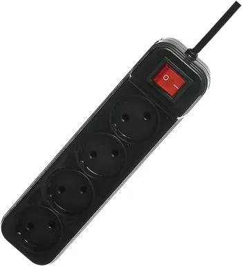Zero Electronics Electrical Subscriber 4 Sockts 1.5 M - Black