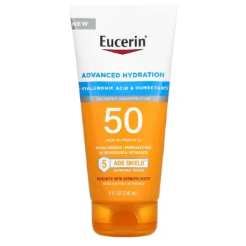 يوسيرين لوشن واقى من الشمس بعامل حماية 50+ خالى من العطور 150 مل | Eucerin advanced hydration spf 50 sunscreen lotion with humectants  150 ml