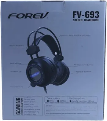 HEADPHONE GAMING FOREv MODEL : FV- G93 2 SOCKET/USB/RGB LED, Wired