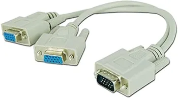 SVGA LCD Monitor Y Splitter Cable Adapter for 15-Pin Male to 2 x 15-Pin Female VGA Connectors
