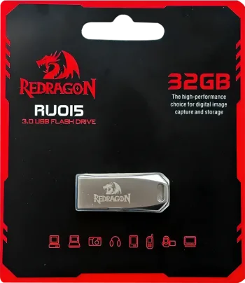 فلاش ميموري ريدراجون 32 جيجابايت، يو اس بي 3.0، تصميم معدني، فضي، RU015D3.0
