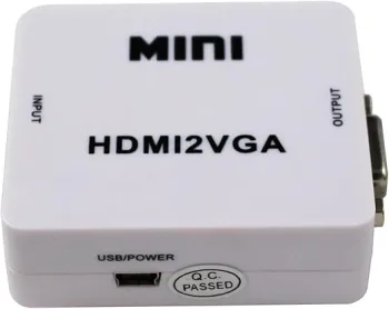 محول ميني HDMI إلى VGA يعمل بمنفذ USB، أبيض