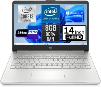 HP لابتوب 14-dq2053cl 14 انش انتل كور i3-1125G4 256GB 8GB RAM ويندوز 11 S مود