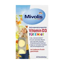 ميفوليس فيتامين D3 للأطفال أقراص قابلة للمضغ، مكمل غذائي  Mivolis Vitamin D3 for Children chewable tablets, a dietary supplement