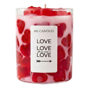 Glitter Heart Strawberry Candle