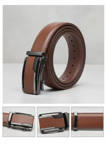 حزام جلد أوتوماتيك رجالي  Classic Auto-Lock Leather Belt