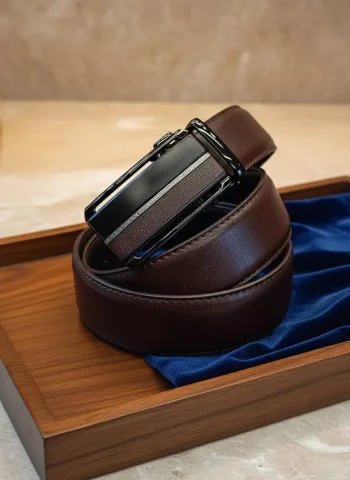 حزام جلد طبيبعي فاخر  Premium Brown Leather Belt