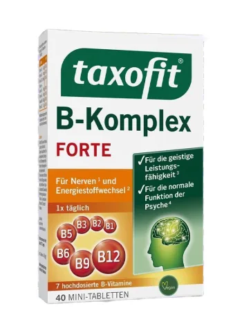 فيتامين ب المركب المكثف لتقوية الأعصاب والطاقة من تاكسوفيت الأماني - Taxofit B-Komplex FORTE - 40 Mini Tablets