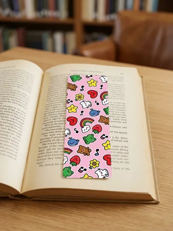Cute little ones Bookmark - Pink background