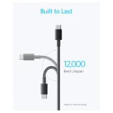 احصل على كابل Anker 333 USB‑C بقوة 100 واط وطول 1 م، تصميم مضفر قوي يتحمل حتى 12,000 انثناء، سريع الشحن للابتوب والموبايل، ومزود برقاقة e‑Marker لأمان دائم.