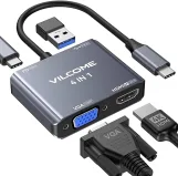 محول USB C الى VGA متعدد المنافذ، فيلكوم USB نوع C الى HDMI، محول موزع USB C 4 في 1