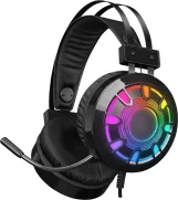 FOREV Wired USB Gaming Headset, Led, Built In- Microphone, Black, FV-M6