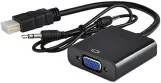 محول من HDMI إلى VGA بدقة 1080P مع منفذ صوت 3.5 ملم، محول فيديو HD عالي الدقة للكمبيوتر واللاب توب (أسود)