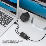 محول من HDMI إلى VGA بدقة 1080P مع منفذ صوت 3.5 ملم، محول فيديو HD عالي الدقة للكمبيوتر واللاب توب (أسود)