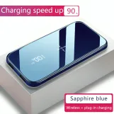 Qi Wireless Charger LED Display Power Banks 10000 mAh For Samsung Mirror Screen Powerbank External Battery Wireless Power Bank