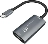 Tech Stor3 Grabber Audio Video HDMI 4K to USB Type_C 1080P Via DSLR, Camera, Action Cam