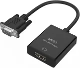 SMILE VGA to HDMI Adapter, 1080P VGA to HDMI (Male to Female) for Computer, Desktop, Laptop, PC, Monitor, Projector, HDTV with Audio Cable and USB Cable (Black)