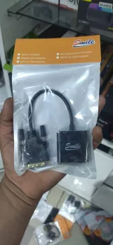 SMILE VGA to HDMI Adapter, 1080P VGA to HDMI (Male to Female) for Computer, Desktop, Laptop, PC, Monitor, Projector, HDTV with Audio Cable and USB Cable (Black)