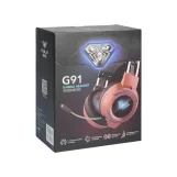 Headphones Aula G91, For PC, Backlit, Microphone, USB + 3.5mm, Gray - 20543