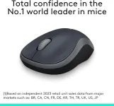 Logitech M185 Wireless Mouse, 2.4GHz with USB Mini Receiver, 12-Month Battery Life, 1000 DPI Optical Tracking, Ambidextrous PC/Mac/Laptop - Swift Gray