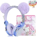 Kids Wireless Headphones, Bluetooth Headphones for Girls with Soft Ear, Adjustable Over Ear Headphones with Microphone for Kids/iPad/Kindle,