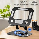 CMKJ Tablet Stand Adjustable Swivel Desktop Holder with 360 Degree Rotating Base, Foldable Cradle for iPad/iPad Pro/Air/Mini 6 5 4 3 2, ,