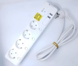 A Copper Power Strip 16A With 4 Outlets and 2 USB Ports, 2 meter cable