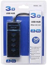 موزع يو اس بي 4 مداخل - 303، خامات متعددة، أسود، usb