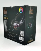 سماعة رأس للالعاب موديل H700 بمنفذ AUX ومزودة بميكروفون وتحكم في مستوى الصوت، اضاءة ار جي بي، سلكي، على الاذن، أسود