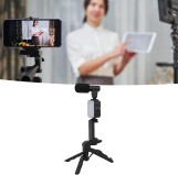 ترايبود تصوير احترافي للموبايل مع مايك وضوء LED متعدد الاستخدام