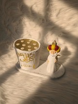 عربية قطايف رمضانية، تصميم تراثي بزخارف ذهبية وخط عربي، ديكور رمضان كريم