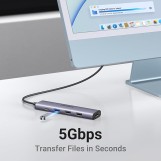 موزع USB C من يوجرين ريفودوك مع شحن بي دي 100 واط [كيبل مضفر]، محول من النوع C الى HDMI 4K30Hz و3 منافذ بيانات USB A