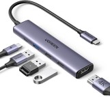 موزع USB C من يوجرين ريفودوك مع شحن بي دي 100 واط [كيبل مضفر]، محول من النوع C الى HDMI 4K30Hz و3 منافذ بيانات USB A